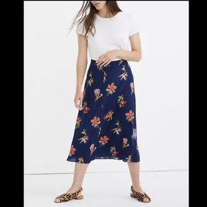 Madewell Silk Atrium Skirt in Birds of Paradise Floral Midi High Waited A Line 8